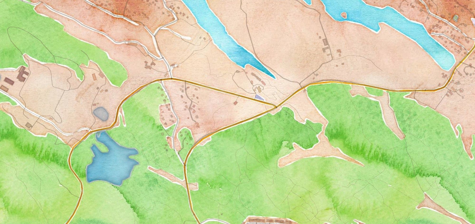 Karta över Koviks Hagar och omgivningarna